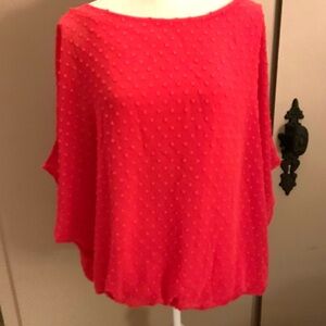 NWOT Rose & Olive Coral Red Textured Dot Boatneck Tunic
